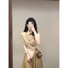 批发夏新品新中式旗袍短袖上衣配高腰大摆<b class='q'>半身</b>裙两件套国风高级感套装