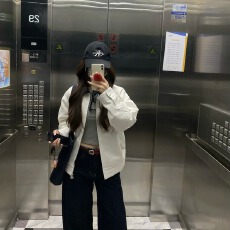 批发TGWALL北雾撞色翻领刺绣白色夹克工装简约宽松情侣水洗外套