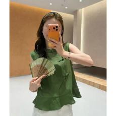 批发夏季复古盘扣气质小衫无袖新中式上衣