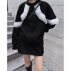 批发2025秋冬羊毛针织衫<b class='q'>毛衣</b>卫衣女圆领小众设计师款蕾丝拼接<b class='q'>韩版</b>宽松