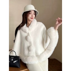 批发白色毛披肩斗篷女2025新款冬季仿水貂<b class='q'>新娘</b>结婚<b class='q'>婚纱</b>披风外套加厚款