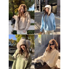 批发纽扣连帽针织毛衣秋冬季2025新款宽松慵懒高级感内上衣针织衫百搭