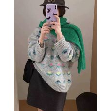 复古提花毛衣慵懒风针织衫女秋冬2025年新款韩国东大门小众上衣