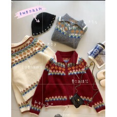 批发圣诞新年红色穿搭软糯毛衣外套女费尔岛双拉链<b class='q'>针织</b><b class='q'>开衫</b>冬