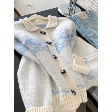 批发牛角扣加厚针织开衫毛衣外套<b class='q'>女</b>可外穿内搭宽松慵懒风上衣