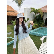 批发【雾霾】夏季新款百搭度假风<b class='q'>镂空</b><b class='q'>罩衫</b><b class='q'>针织</b>长袖