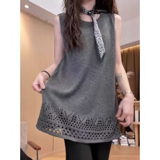 小静静一会镂空无袖长背心2026早春新款百搭背心连衣裙