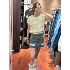 批发韩国东大门八奶粗棒针粗毛线套头麻花针织衫慵懒风短袖t恤女上衣