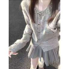 批发高级小香风长袖针织毛衣<b class='q'>外套女</b>秋季2026新款休闲时尚减龄宽松上衣