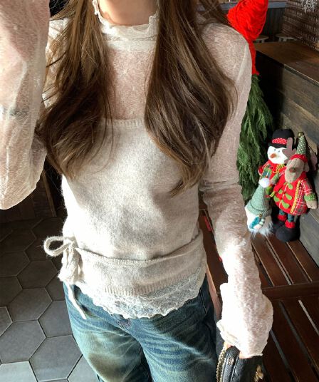 한 부서 부드러운 스트랩 니트 캐미솔 만나는 스택 착용 프랑스식 작은 낭만주의 봄 새로운