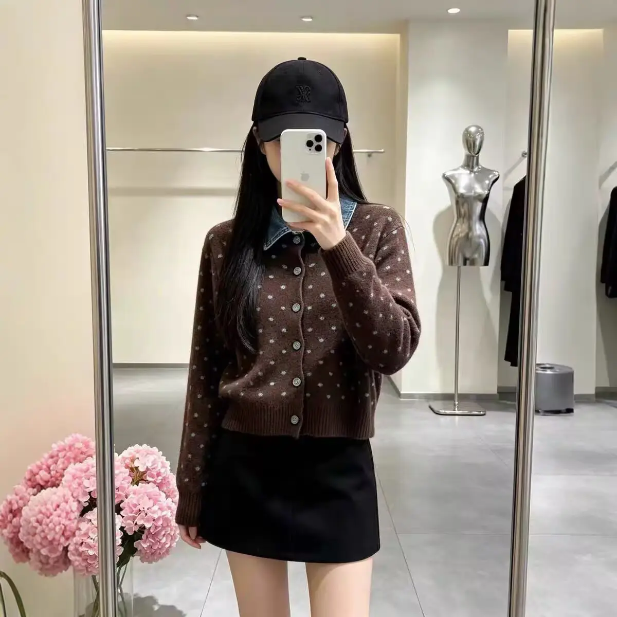 프렌치 도트 레이어드 폴로 칼라 가디건 상세 이미지 4