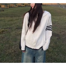 批发麻花纹美式运动连帽针织<b class='q'>开衫</b><b class='q'>女</b>士2026秋季款修身显瘦休闲毛衣外套