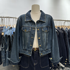 批发港风牛仔<b class='q'>外套</b>女工装风夹克2025秋季新款小个子复古韩系短款上衣潮