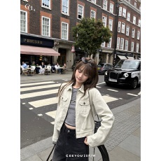 批发CEEYOU双口袋拉链斜纹棉<b class='q'>牛仔</b>外套短款正肩<b class='q'>夹克</b>cleanfit极简穿搭