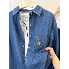 批发软<b class='q'>牛仔</b>  韩版刺绣小口袋水洗<b class='q'>牛仔</b><b class='q'>衬衫</b>休闲宽松叠穿减龄长袖上衣女