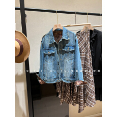 批发小众设计师款/香云纱<b class='q'>牛仔</b>外套 水洗全棉翻领廓形复古<b class='q'>夹克</b>秋冬新款