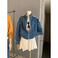 批发WGWE秋冬装小个子女装宽松bf慵懒风立领<b class='q'>牛仔</b>短外套开衫<b class='q'>夹克</b>棒球服