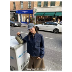 批发Ranwear'<b class='q'>衬衫</b>'松弛静奢感polo领翻盖口袋休闲双版本<b class='q'>牛仔</b><b class='q'>衬衫</b>