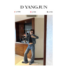 批发D YANGJUN 牛仔做旧千禧套装女秋季短款牛仔外套上衣