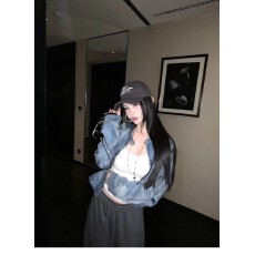 批发复古短款蓝色牛仔外套女<b class='q'>春</b>季2025新款超火流行韩系设计感上衣夹克