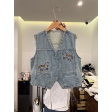 批发<b class='q'>韩国</b>61SM3192复古刺绣小马图<b class='q'>牛仔</b>马甲女短款叠穿<b class='q'>外套</b>显瘦洋气上衣