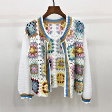 批发拼色<b class='q'>马海毛</b><b class='q'>开衫</b>外套女短款秋季新款手勾长袖毛针织衫