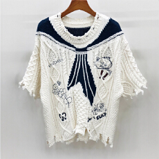 批发2025秋季新款时尚气质百搭显瘦半袖<b class='q'>上衣</b>女款宽松洋气韩版毛衣女潮