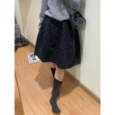 批发加绒碎花半身裙女秋冬加厚保暖<b class='q'>甜美</b>减龄蓬蓬伞裙中裙