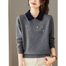 批发2025新款时髦洋气娃娃领打底衫秋冬内搭毛衣女短款<b class='q'>气质</b>漂亮小上衣