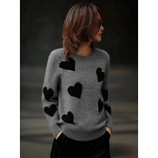 批发<b class='q'>长袖</b>针织衫女2025秋冬新款韩版宽松设计感上衣爱心刺绣钉珠毛衣潮