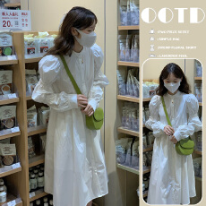 批发孕妇2025<b class='q'>夏</b>季新款法式高级感别致独特小个子长袖衬衫公主连衣裙女