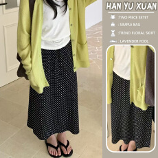 批发孕妇黑色波点休闲半身裙女2025年秋季新款梨形毛衣中长款a字裙