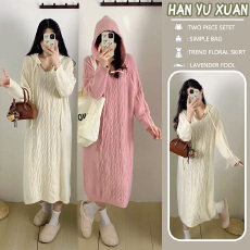 孕妇装秋冬毛衣高级感中长款针织连衣裙2025年春季新款宽松系裙子