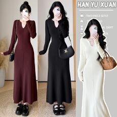 孕妇装针织连衣裙打底裙秋冬新款修身毛衣长裙气质收腰包臀裙子