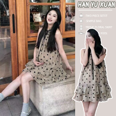 批发有货 2026年 夏季新款<b class='q'>孕妇装</b>波点印花无袖连衣裙