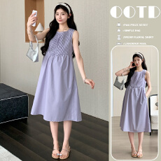 批发实拍有货2026年夏季新品法式初恋奶甜小众设计紫色无袖背心连衣裙