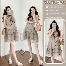 实拍有货2026年夏季新款挂脖无袖小众设计感小个子波点连衣裙