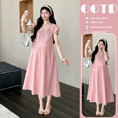 批发实拍  2026年夏季新品韩版<b class='q'>欧美</b>风辣妈时尚大码孕妇<b class='q'>连衣裙</b>