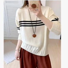 批发新款孕妇装毛衣大码宽松慵懒风撞色加厚圆领针织衫<b class='q'>秋</b>冬外套