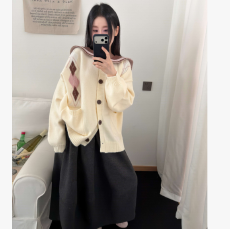 批发現货孕妇装甜美温柔慵懒风毛衣秋冬季气质设计感针织上衣