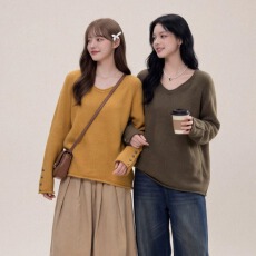 批发現货秋冬休闲百搭设计感毛衣慵懒风<b class='q'>宽松</b>针织衫<b class='q'>孕妇</b><b class='q'>上衣</b>