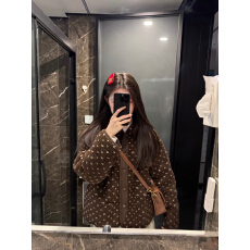 批发甜美慵懒风保暖波点棉服外套韩系小众百搭<b class='q'>显瘦</b>长袖毛呢