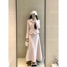 批发韩系甜美千金风蝴蝶结上衣套装<b class='q'>女</b>冬季洋气减龄翻领外套气质<b class='q'>半身裙</b>