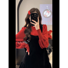 批发秋冬穿搭韩版时尚气质打底衫背带<b class='q'>连衣裙</b><b class='q'>两件套</b>装