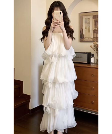 프랑스식 부드러운 꽃 홈 메이플라이 무거운 작업 플리츠 깃발 프릴 드레스 우아한 아침 로브 낭만주의 작은 드레스