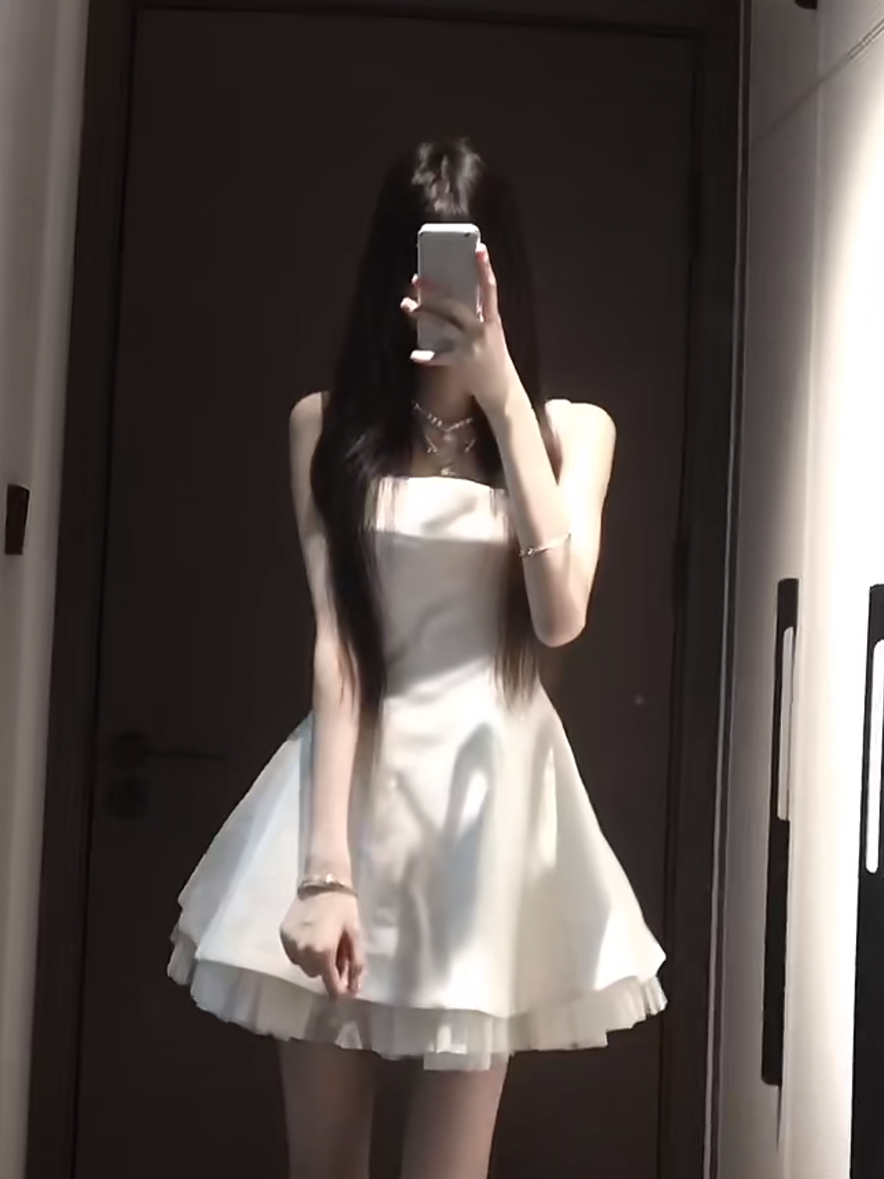 프랑스식 발레 바람 화이트 조끼 슬립 드레스 아이들 여름 망사 패치워크 퍼프 미니 스커트