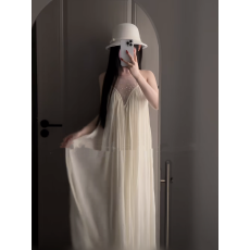 批发夏季新款女装无袖绿色连衣裙烫钻网纱拼接气质<b class='q'>长裙</b>