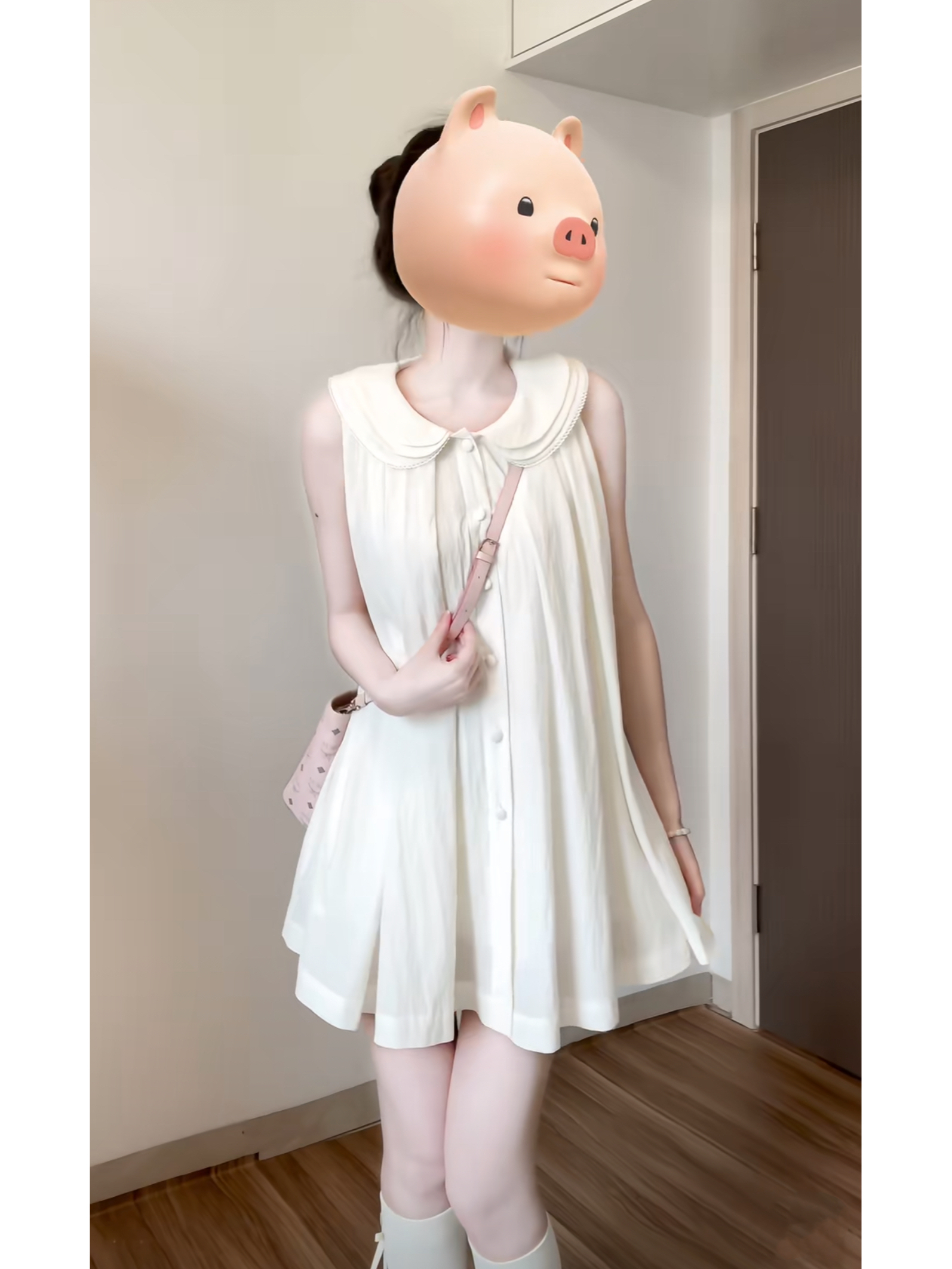 3층 칼라 인형 치마 민소매 화이트 드레스 한 부서 달콤함 조끼 스커트