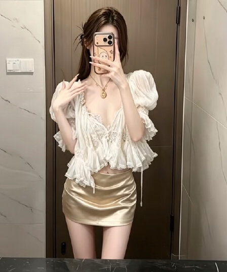 새로운 디자인 센스 레이스 조각 V넥 오픈 가디건 경기 슬림해 보이는 반바지 세트