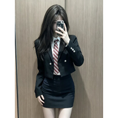 批发三件套装/单件女团风韩国制服短款<b class='q'>西装</b>外套女+衬衫+高腰包臀短裙